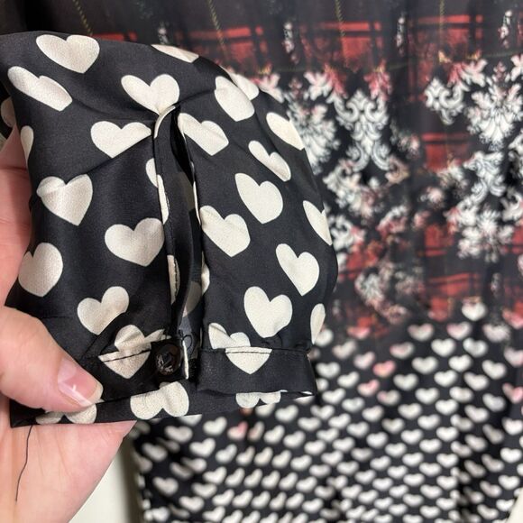 Fun Fun Colorful Mixed Print Long Sleeve Mini Dress Girls Size IT44/US 14 Hearts - Picture 4 of 10